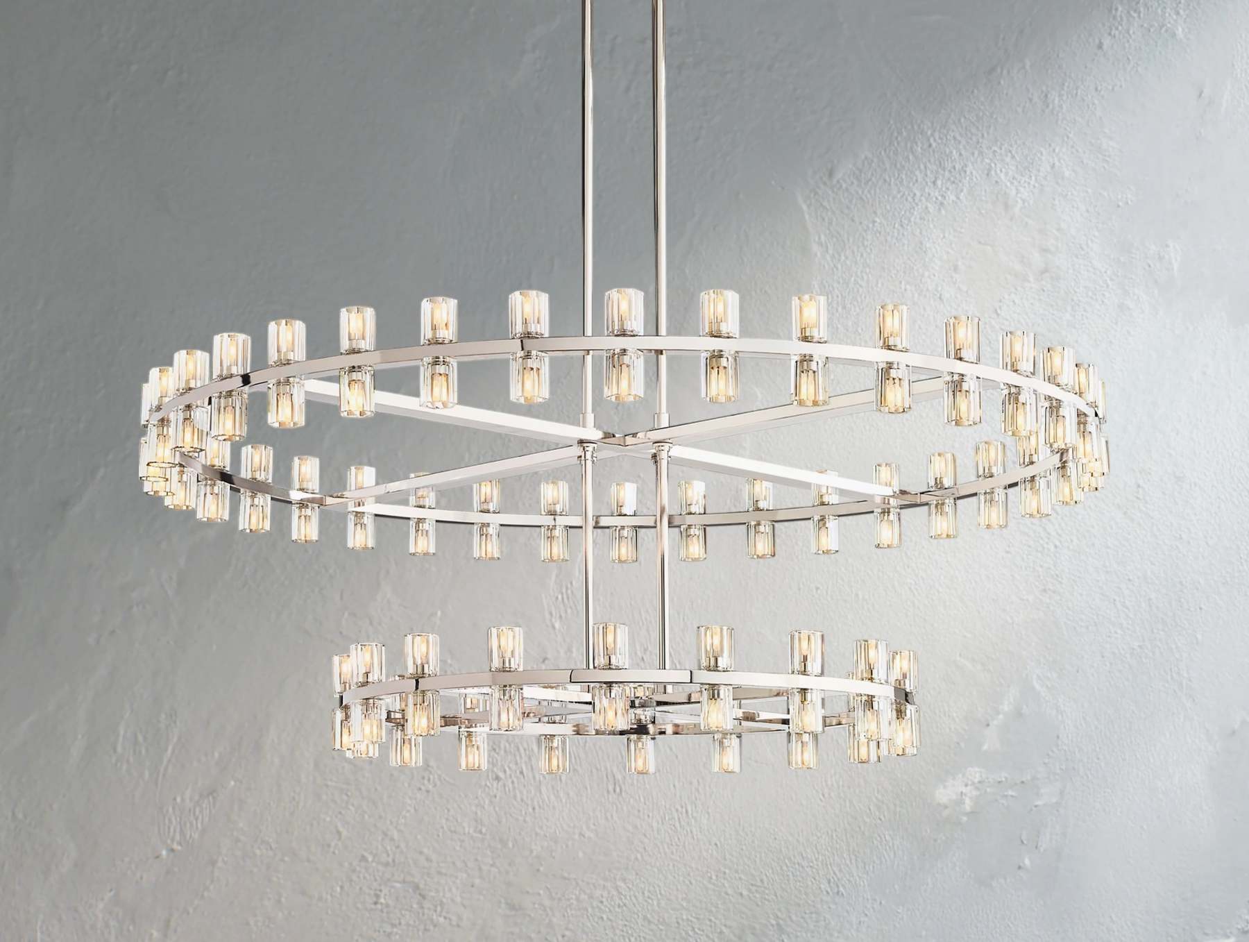 Arcachon LED Round Two-Tier Crystal Chandelier 60"