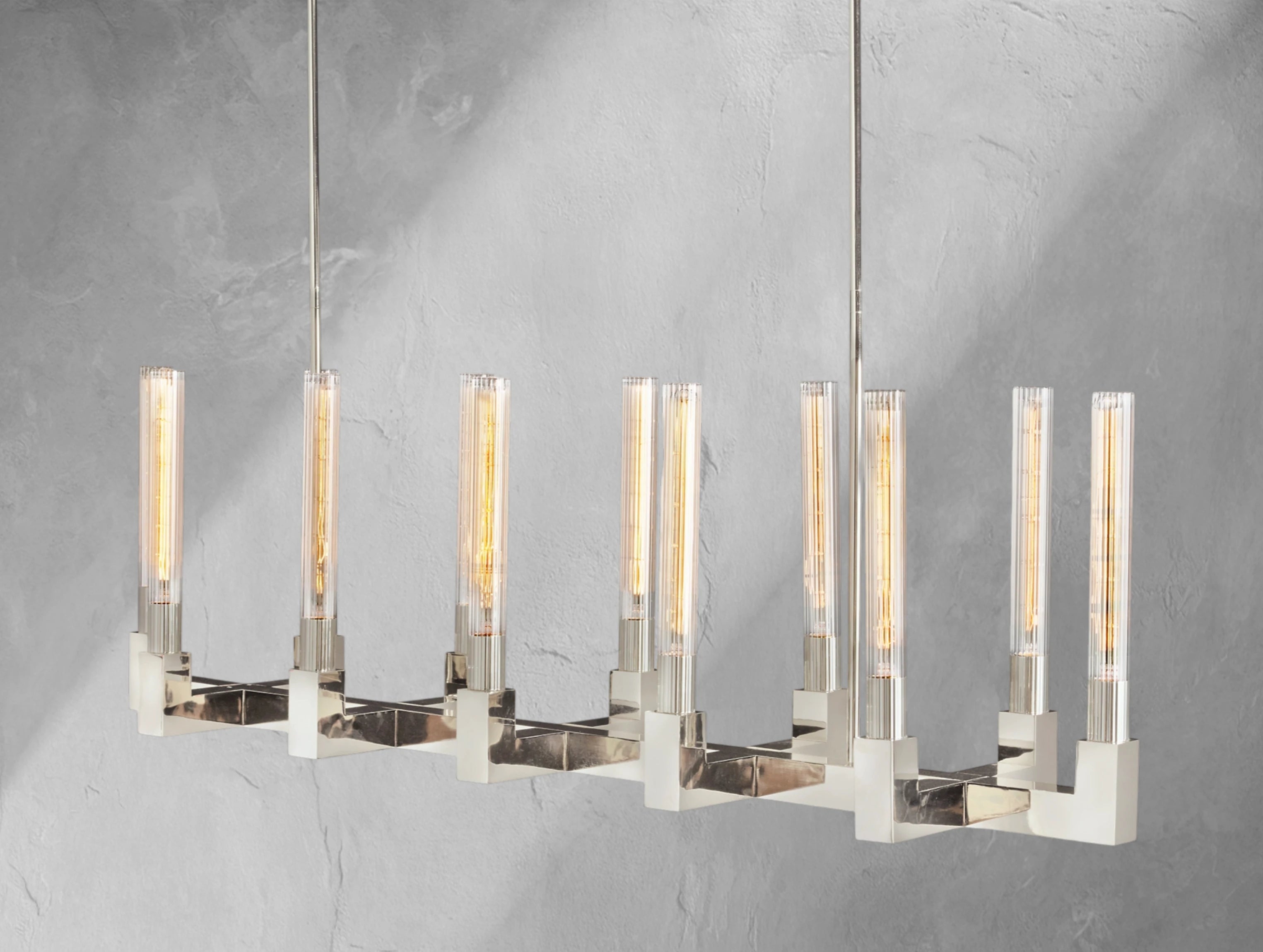 Cannele Brass Linear Chandelier 55" 67"