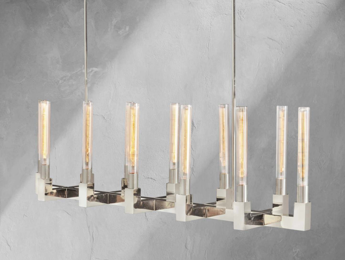 Cannele Brass Linear Chandelier 55" 67"