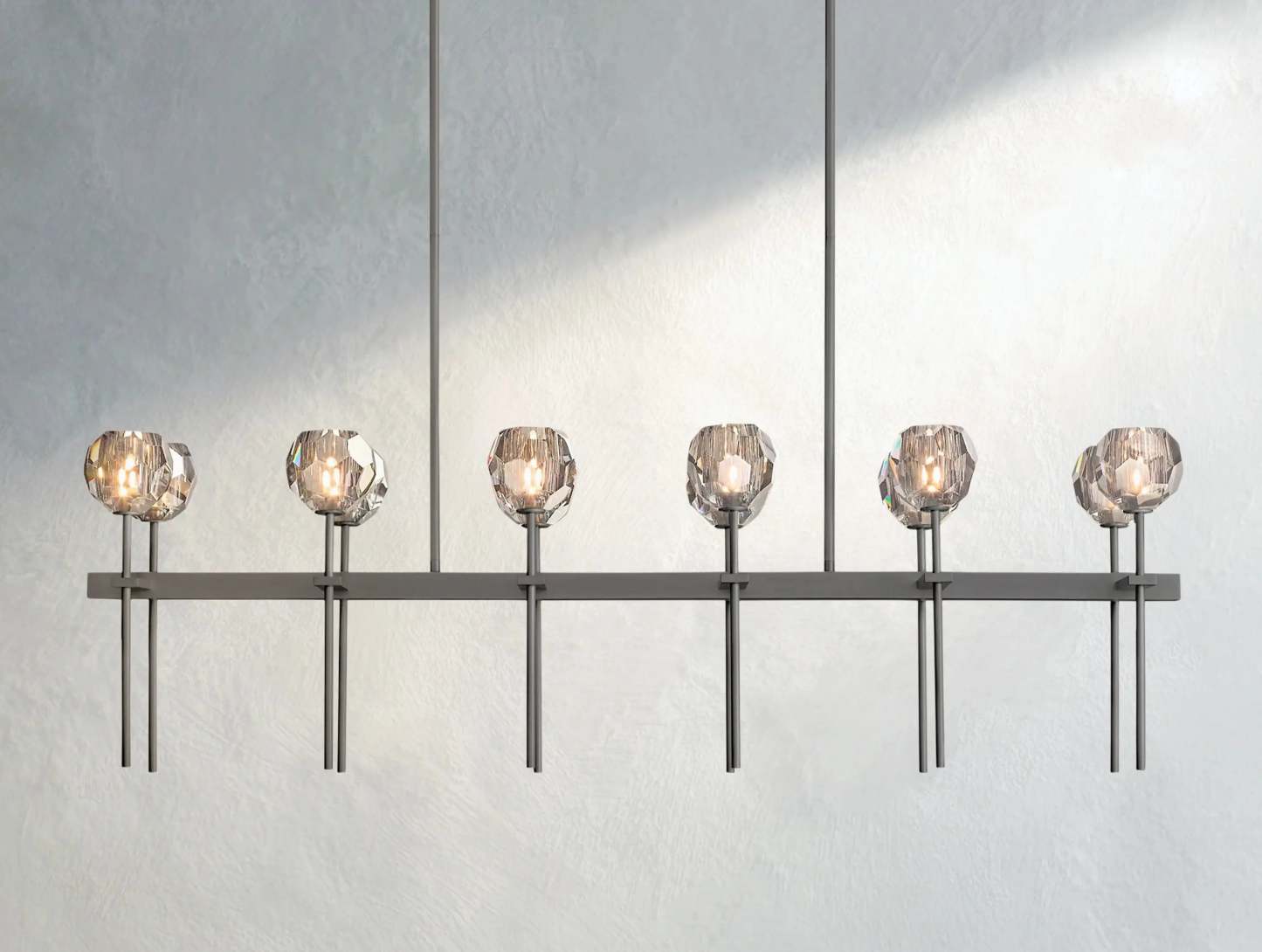 Boule De Cristal Glass Double Linear Chandelier