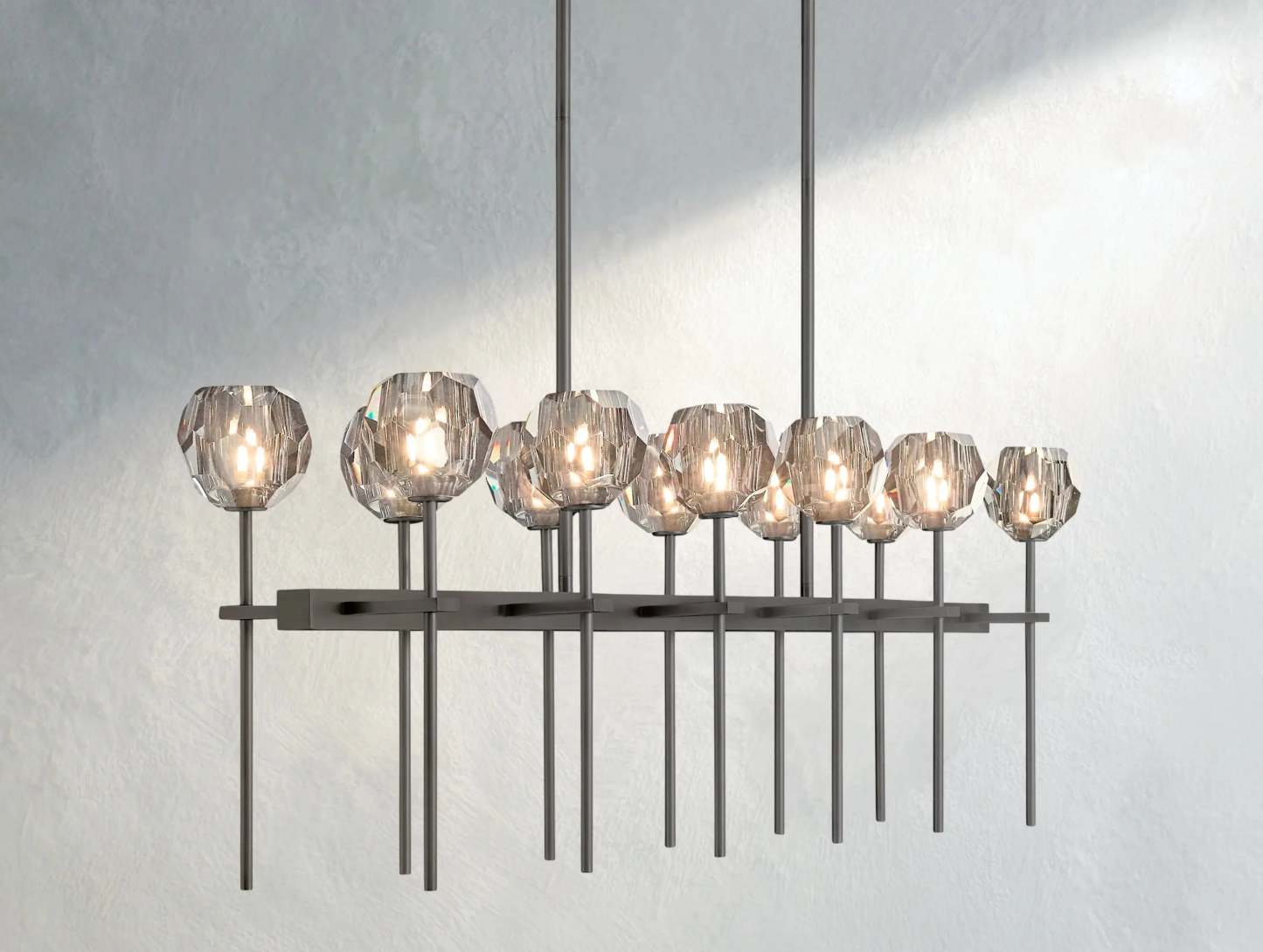 Boule De Cristal Glass Double Linear Chandelier