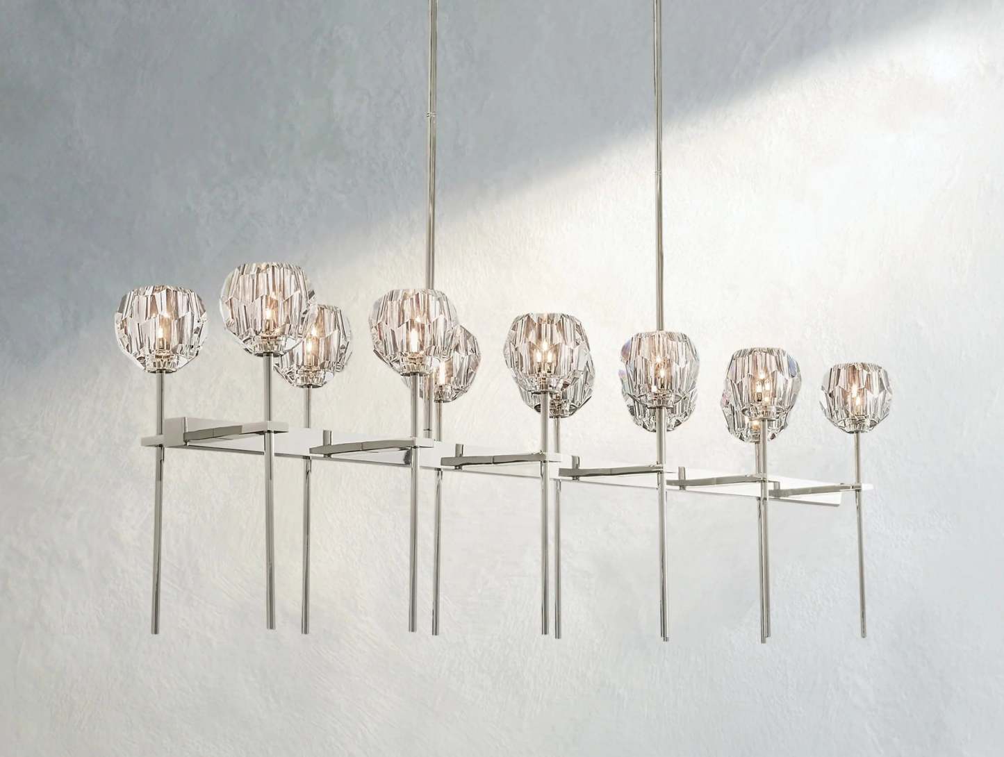 Boule De Cristal Glass Double Linear Chandelier