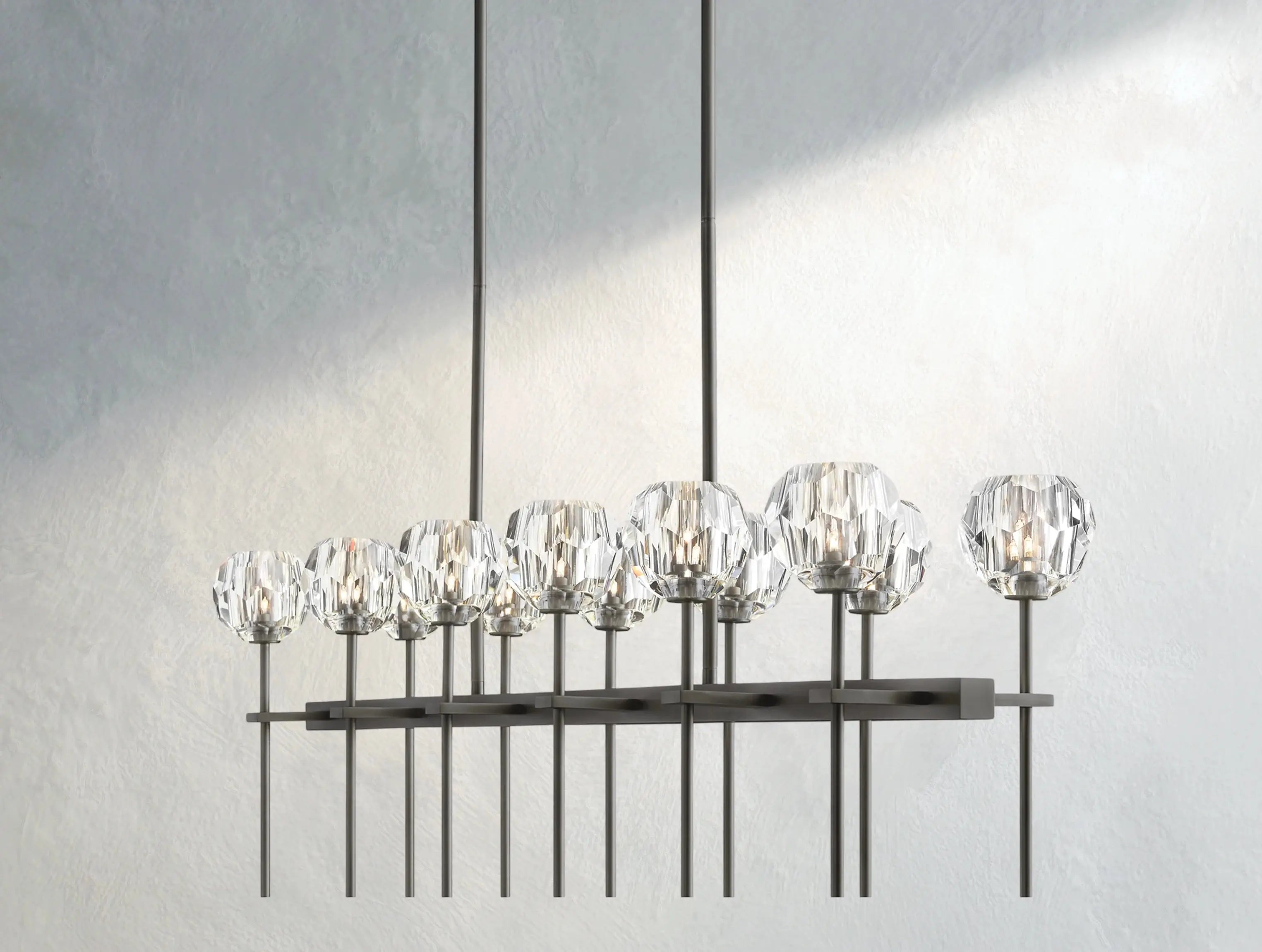 Boule De Cristal Glass Double Linear Chandelier