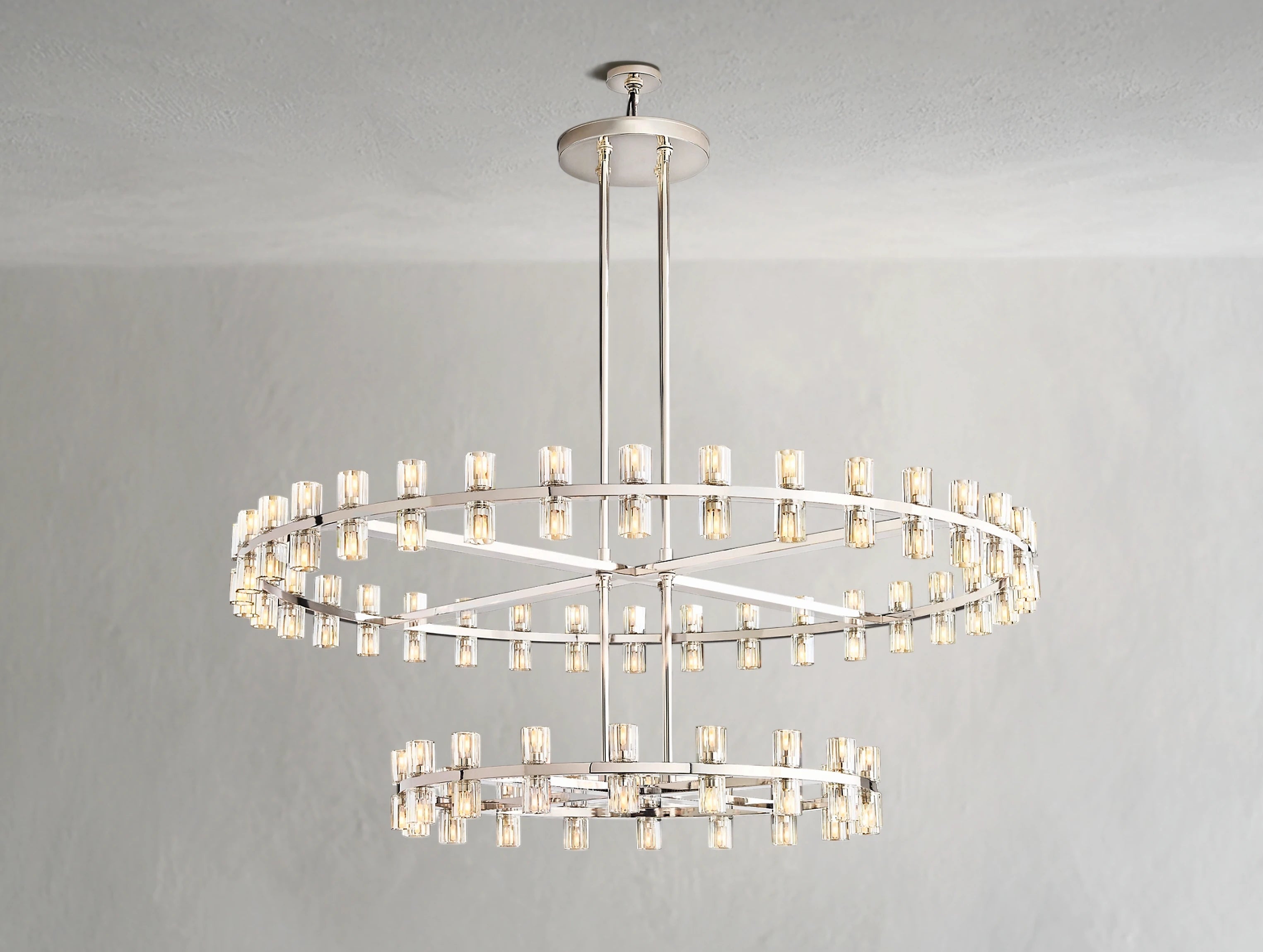 Arcachon LED Round Two-Tier Crystal Chandelier 60"