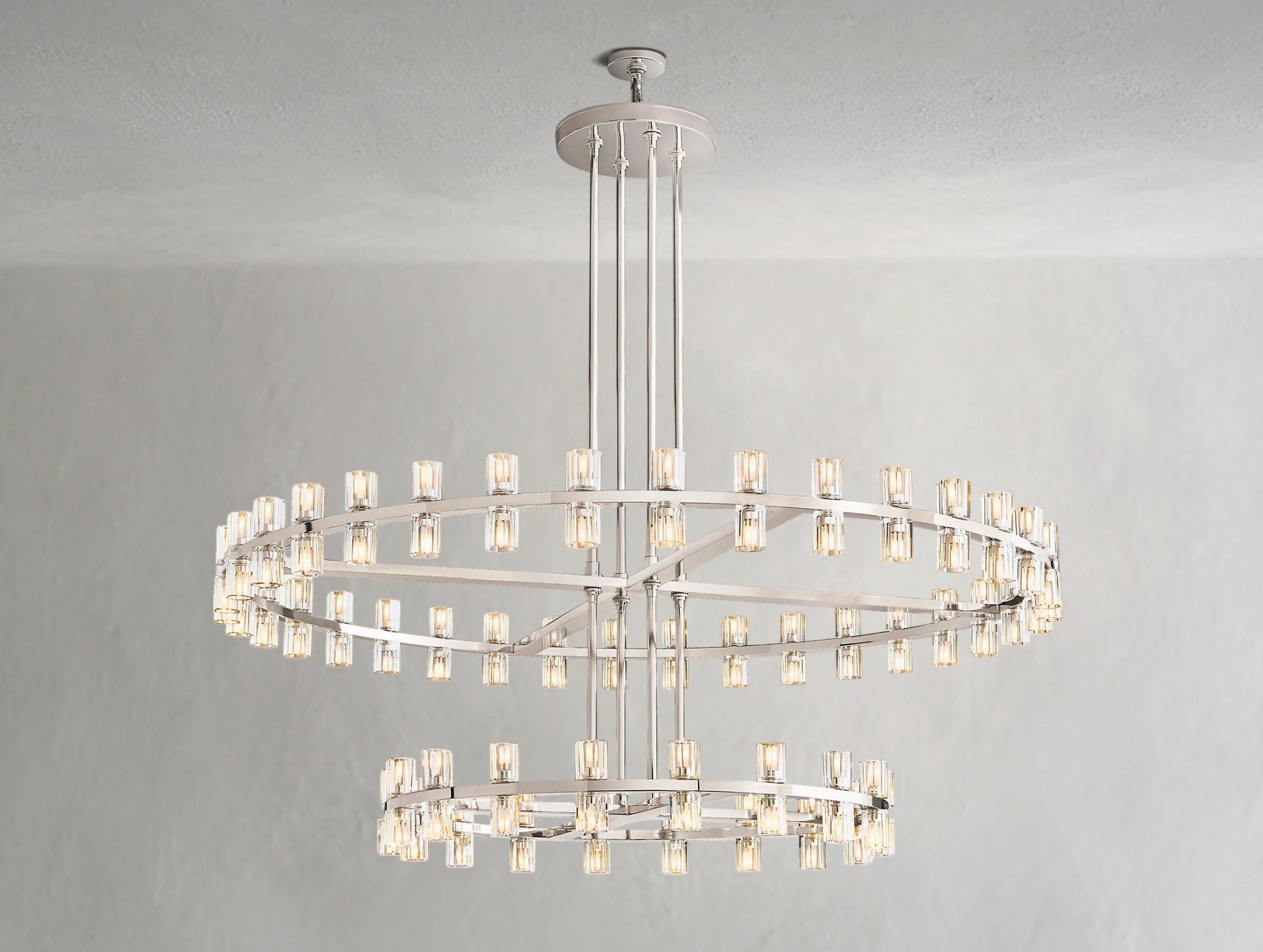 Arcachon LED Round Two-Tier Crystal Chandelier 60"