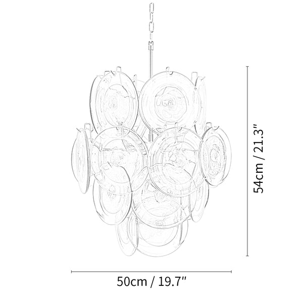 Vintage Murano Orange Transparent Disc Chandelier