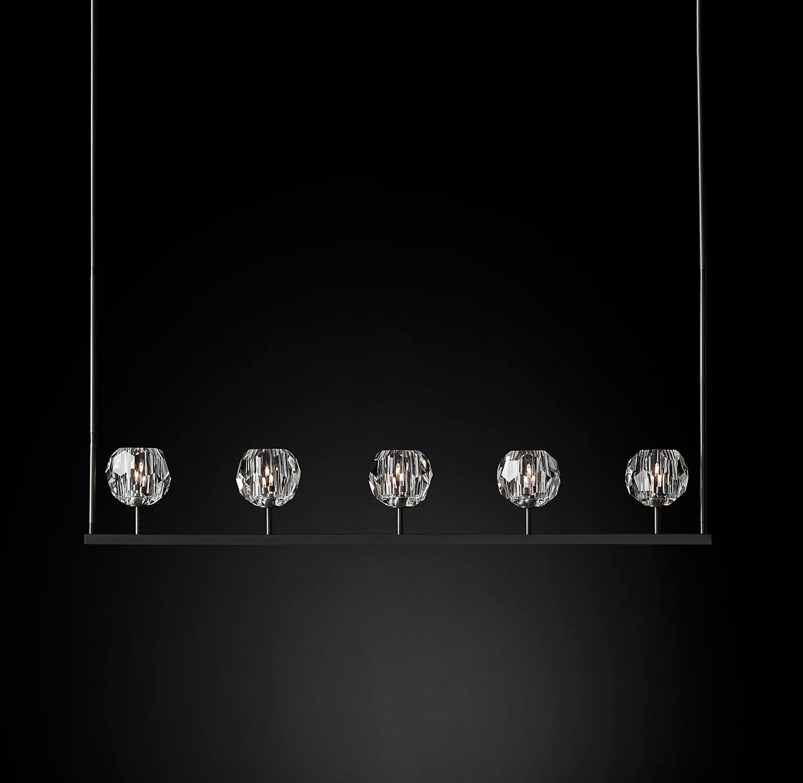 Boule De Cristal Clear Glass Minimalist Linear Chandelier Light 48"