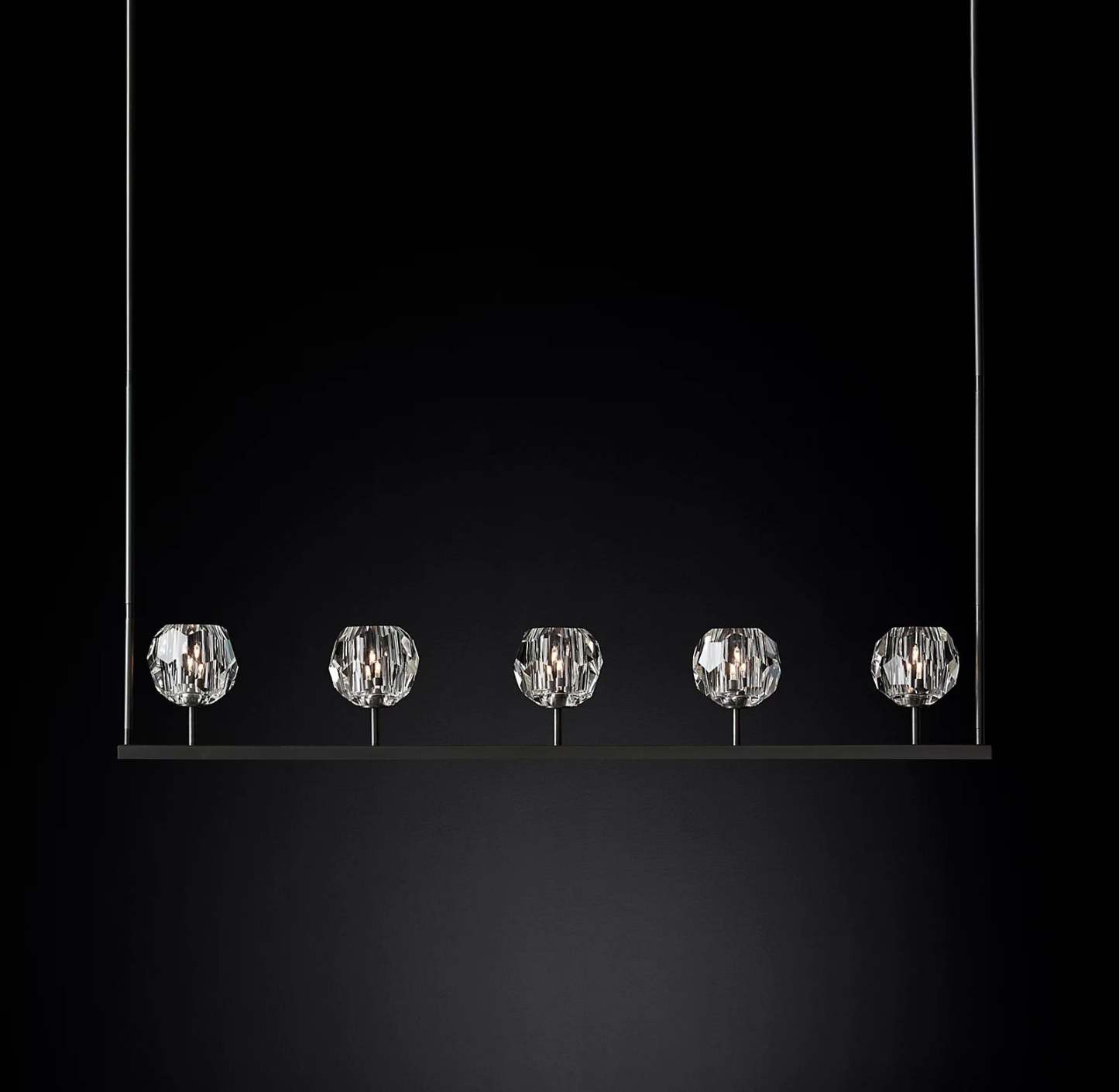 Boule De Cristal Clear Glass Minimalist Linear Chandelier Light 48"