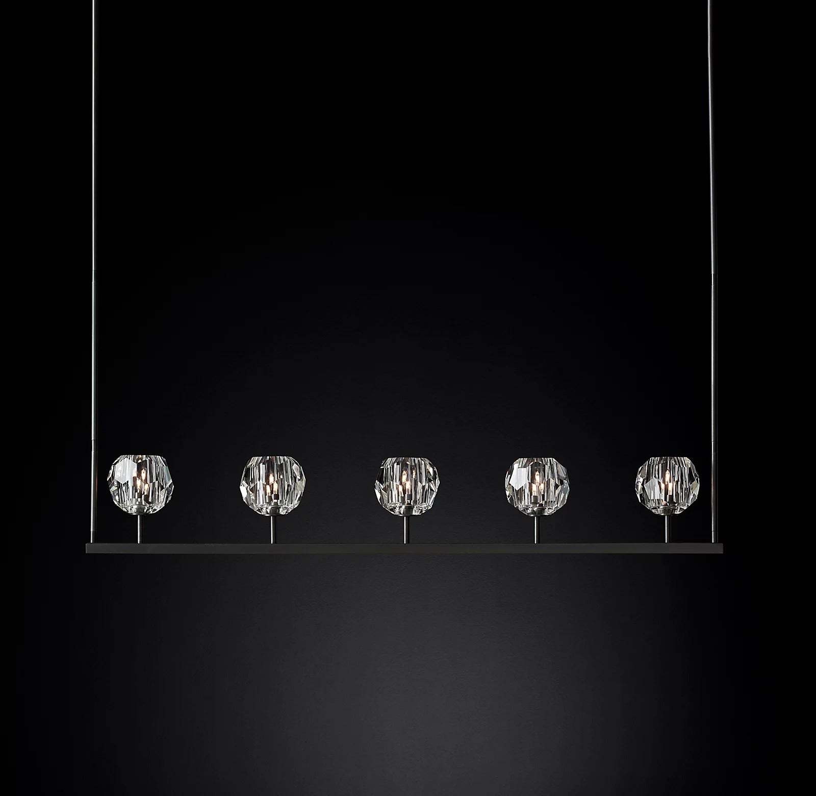 Boule De Cristal Clear Glass Minimalist Linear Chandelier Light 48"