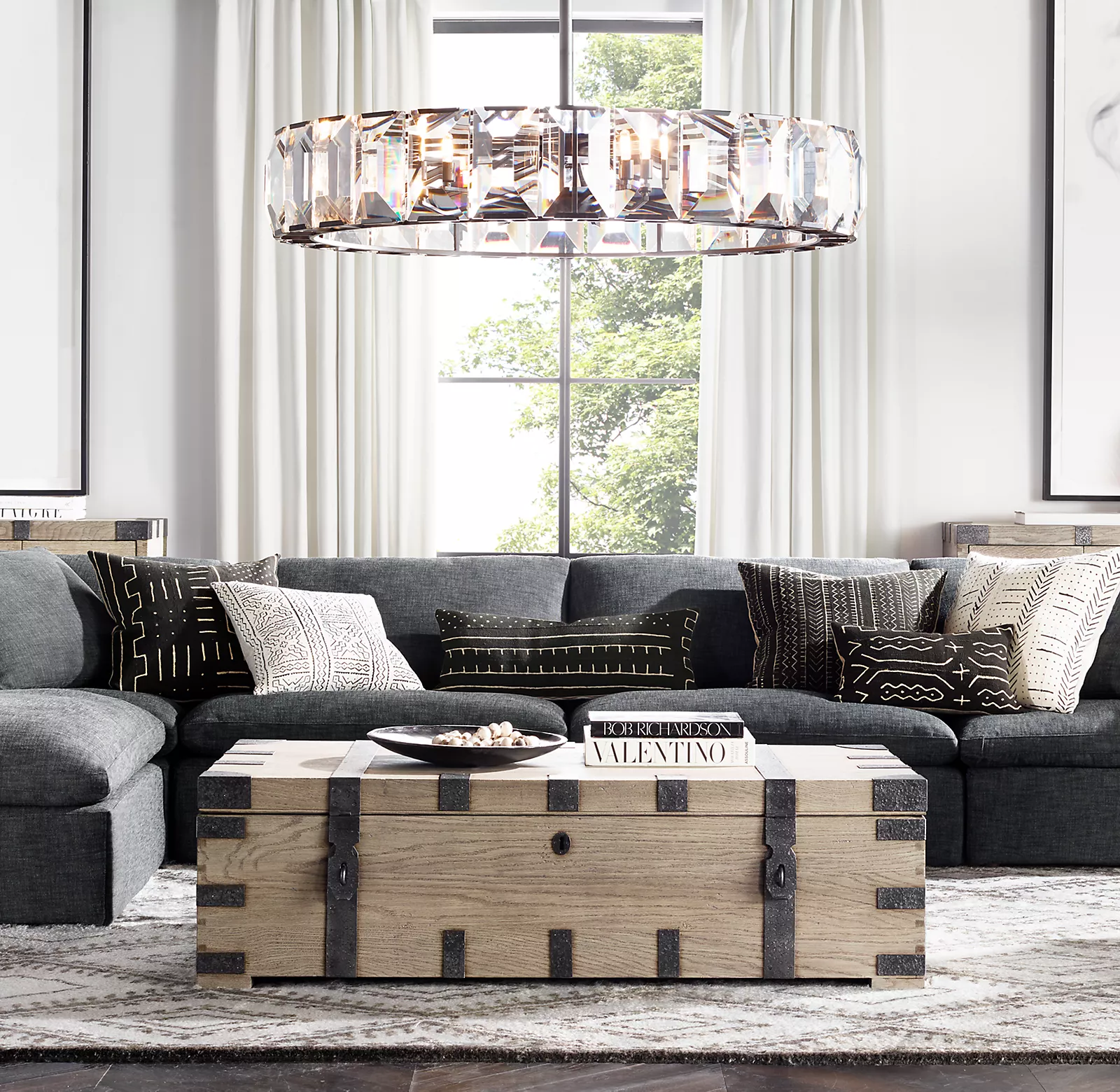 Harlowe Crystal Round Chandelier Light 60"