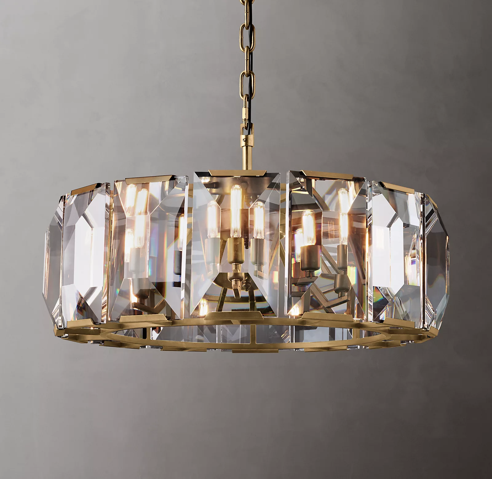 Harlowe Crystal Round Chandelier Light 31" Living Room Lighting
