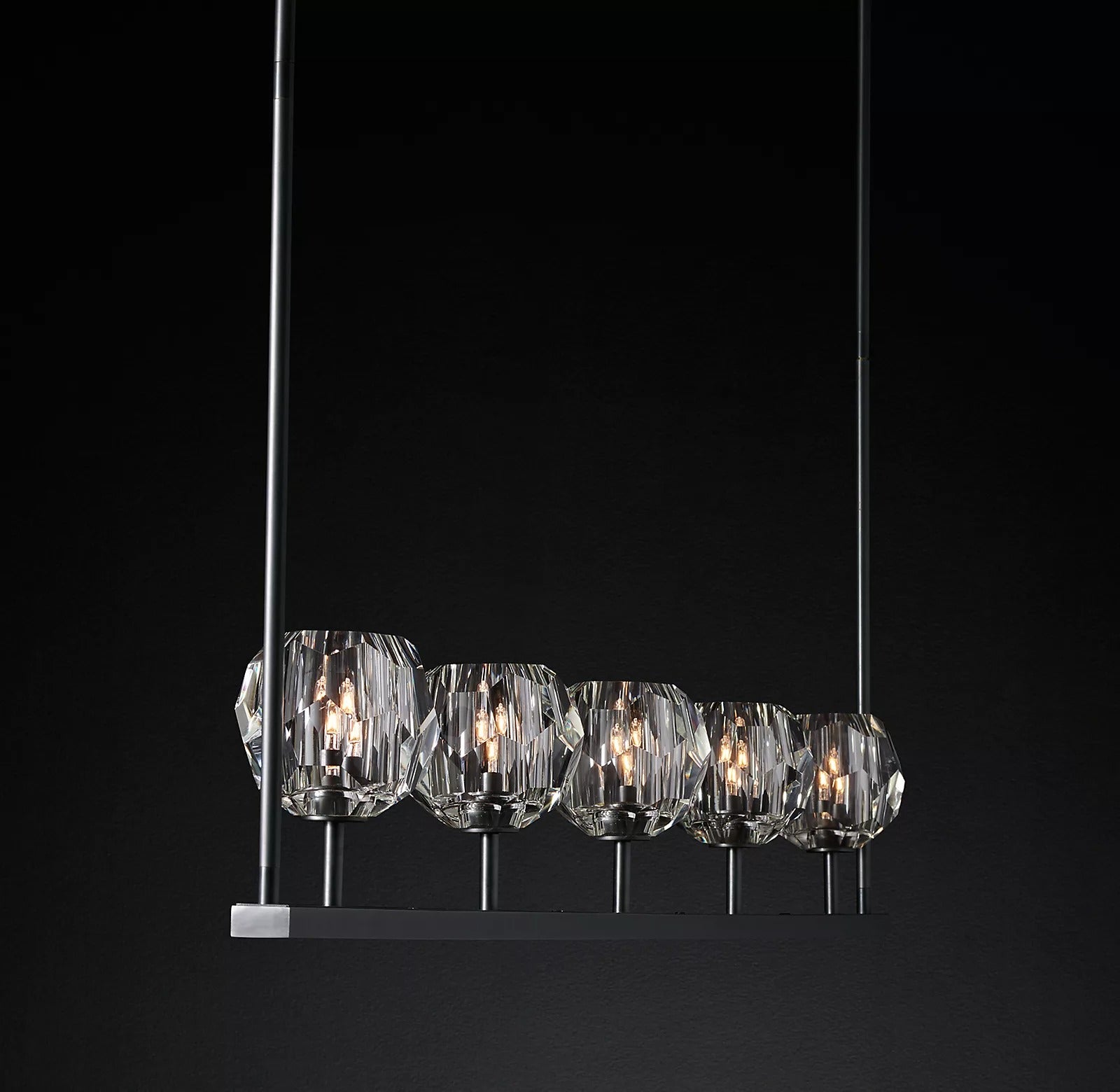 Boule De Cristal Clear Glass Minimalist Linear Chandelier Light 48"