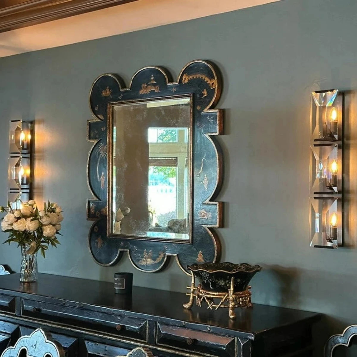 Harlow Crystal Triple Wall Sconce H 32"
