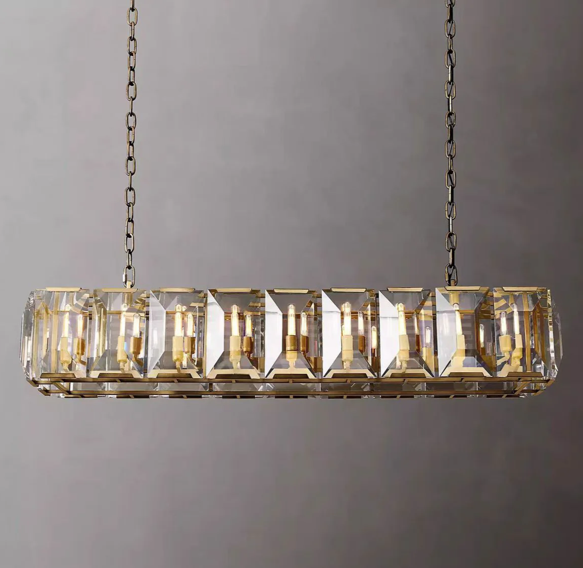 Harlowe Crystal Rectangular Chandelier Light 62"