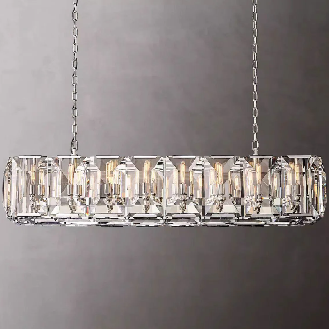 Harlowe Crystal Rectangular Chandelier Light 62"