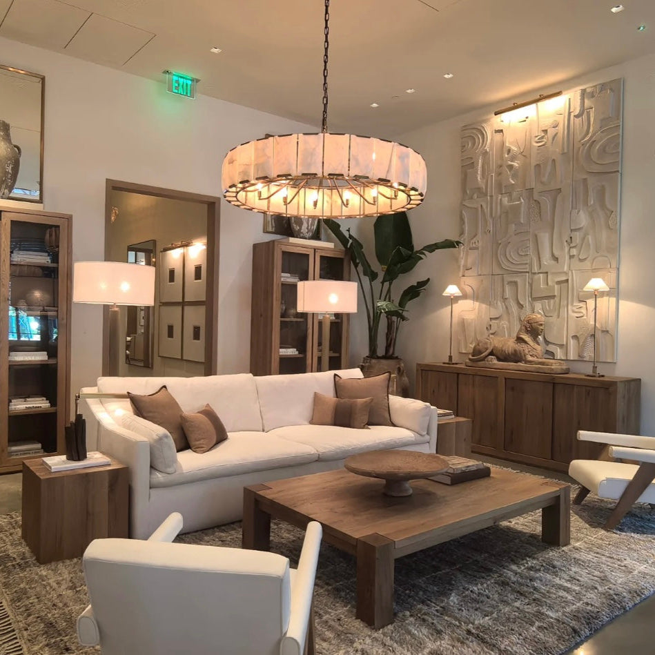 Harlowe Calcite Round Chandelier 60" for Dinning Table