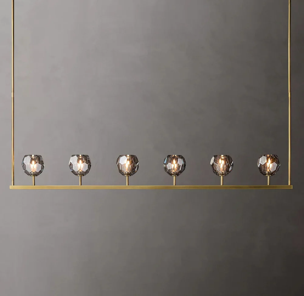 Boule De Cristal Smoke Glass Minimalist Linear Chandelier 60"