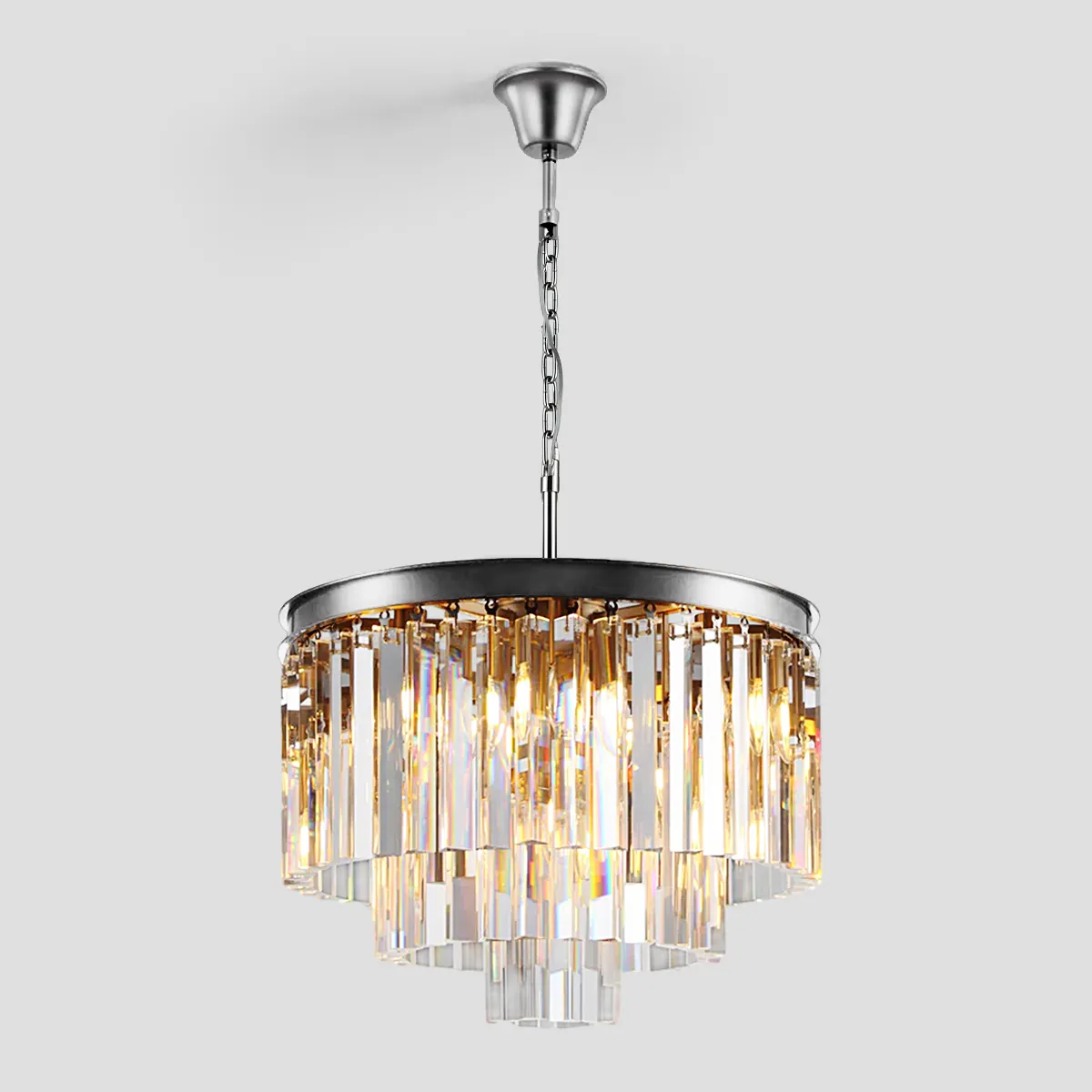 1920s Odeon Crystal Round Chandelier for Living Room, Interior lighting