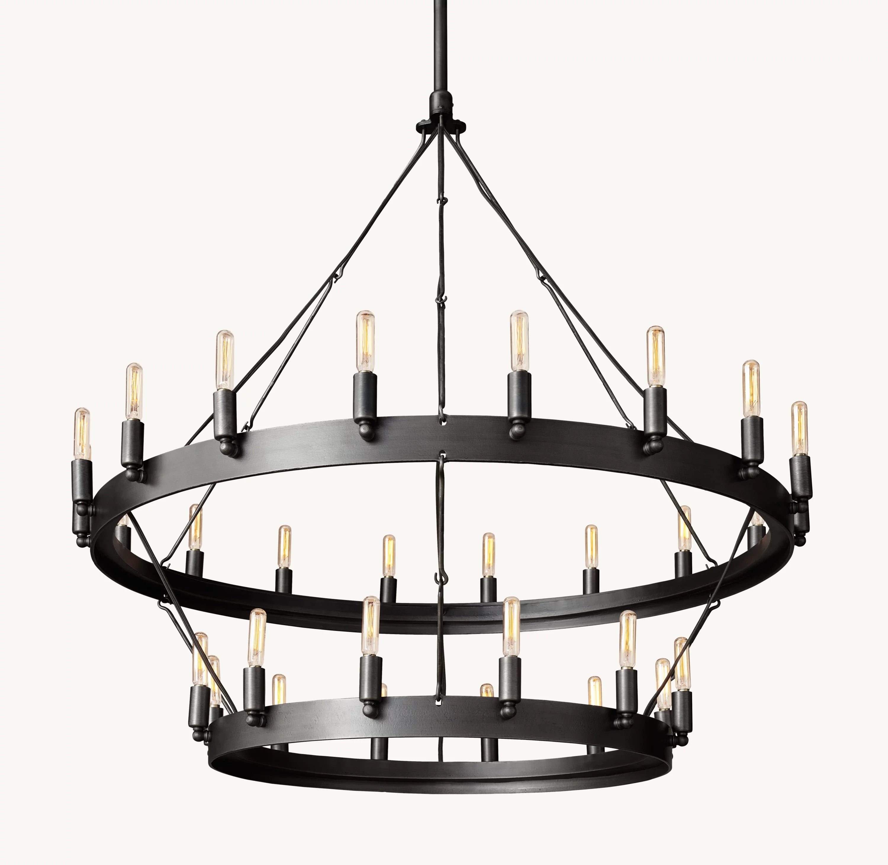 38 Inch Vintage Filament Tubular Candle Tiered Chandelier - Camino