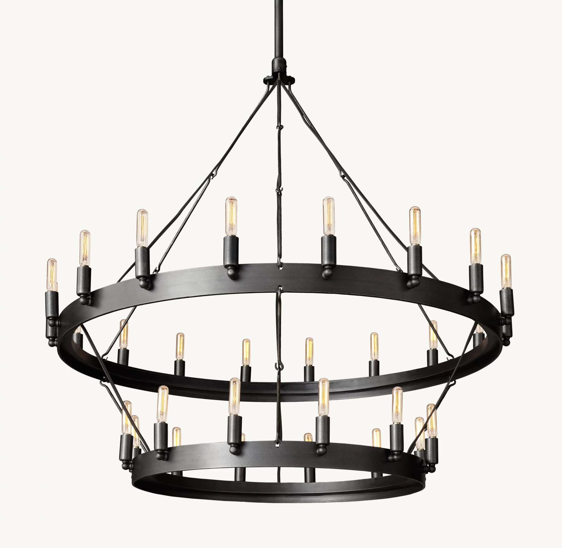 38 Inch Vintage Filament Tubular Candle Tiered Chandelier - Camino