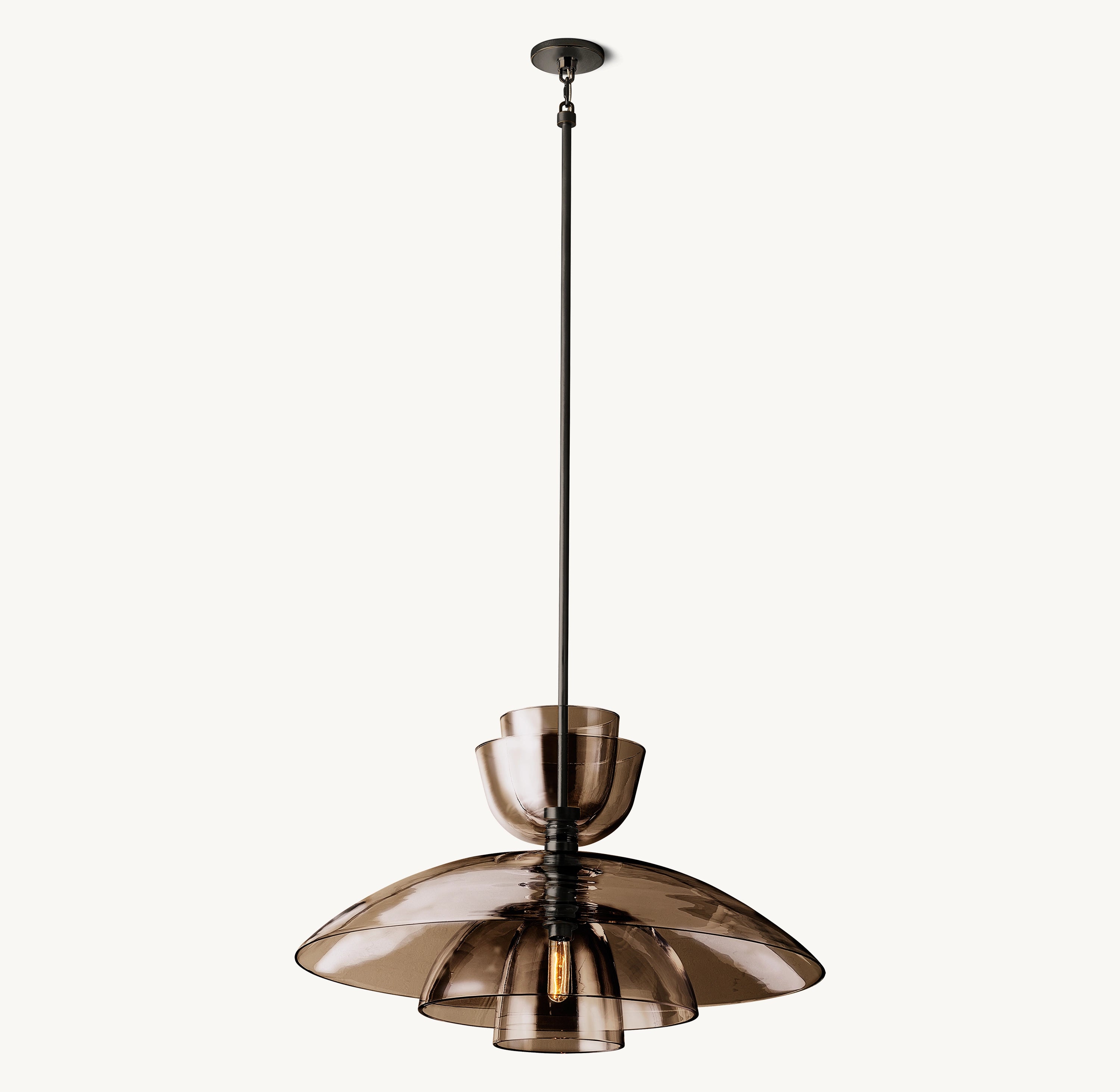 Smoked Glass Cloche Pendant Light - Blom