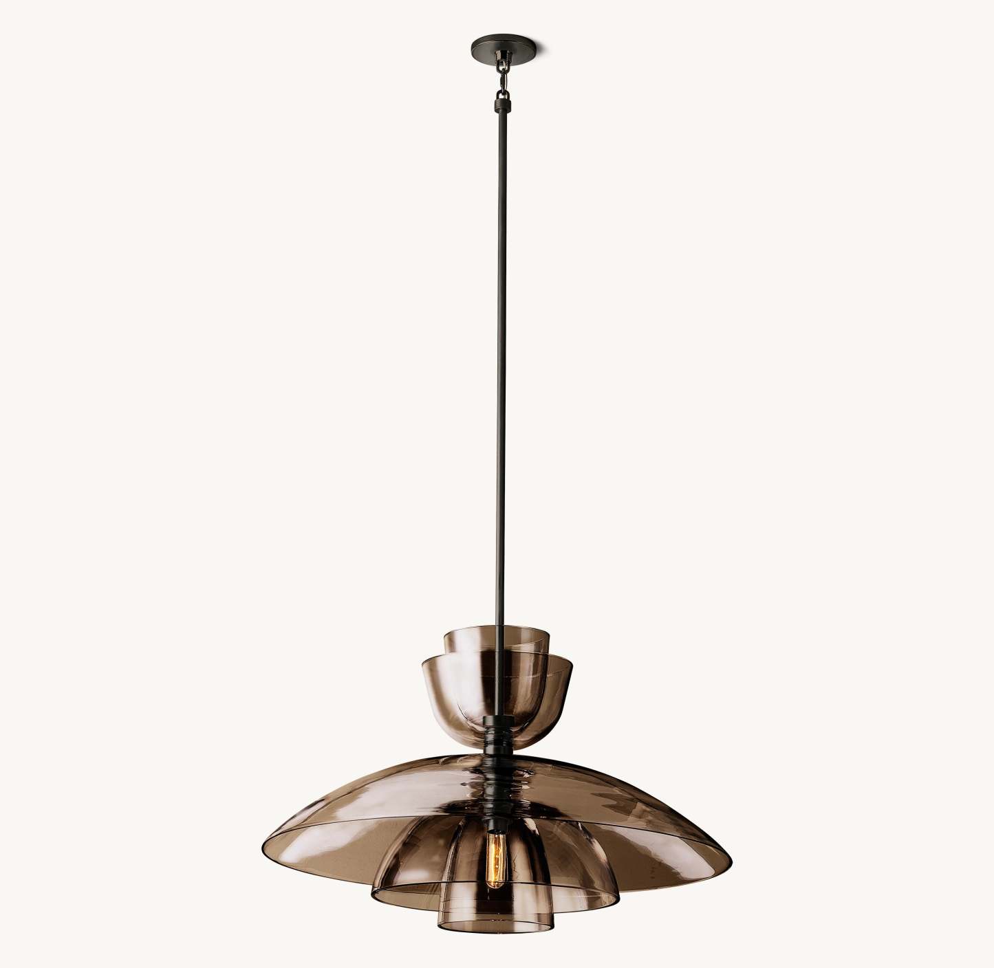 Smoked Glass Cloche Pendant Light - Blom
