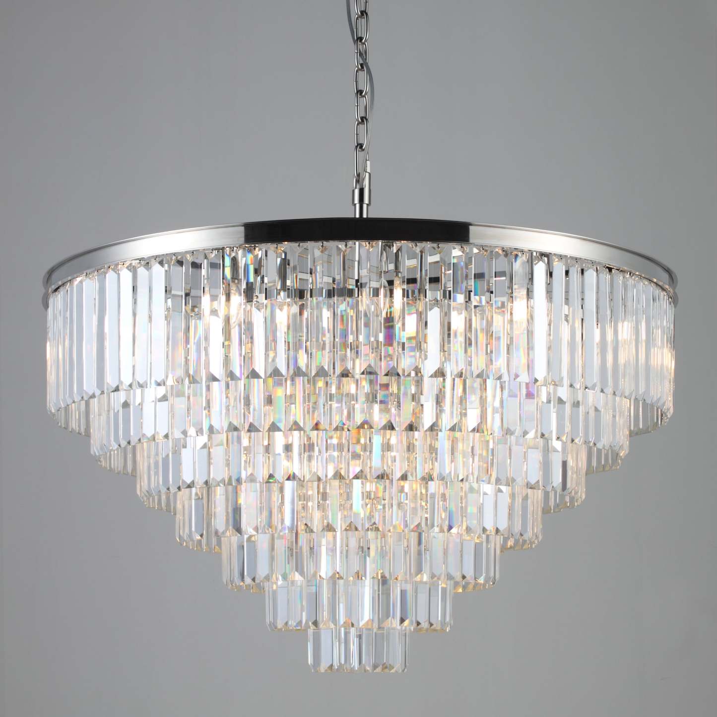 1920s Odeon Crystal Round Chandelier for Living Room, Interior lighting