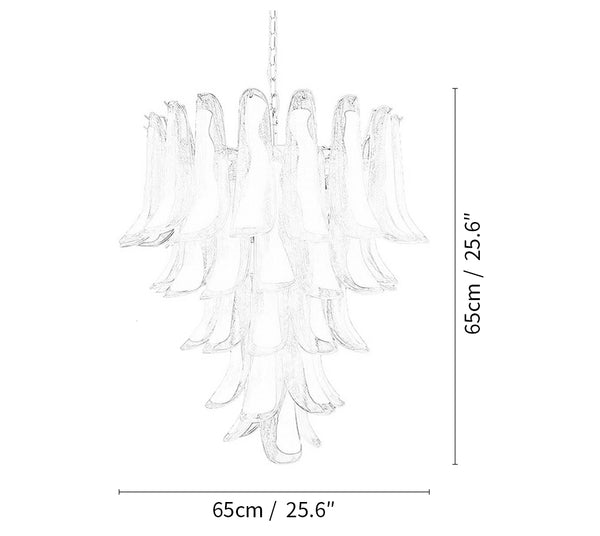 Vintage Transparent Amber Murano Glass Petals Chandelier