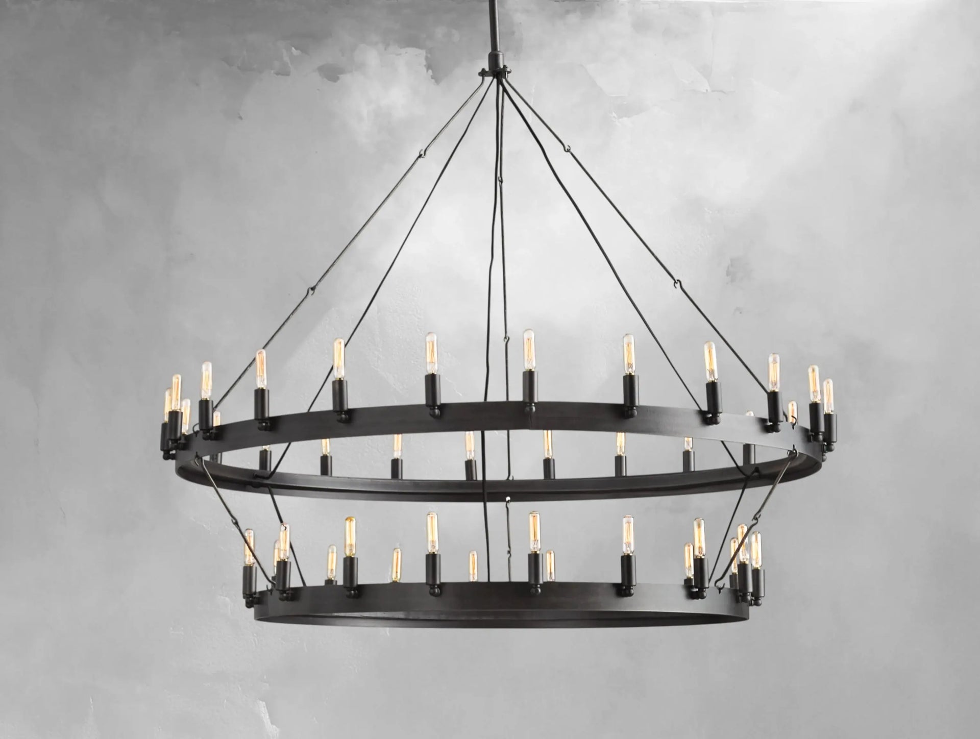38 Inch Vintage Filament Tubular Candle Tiered Chandelier - Camino