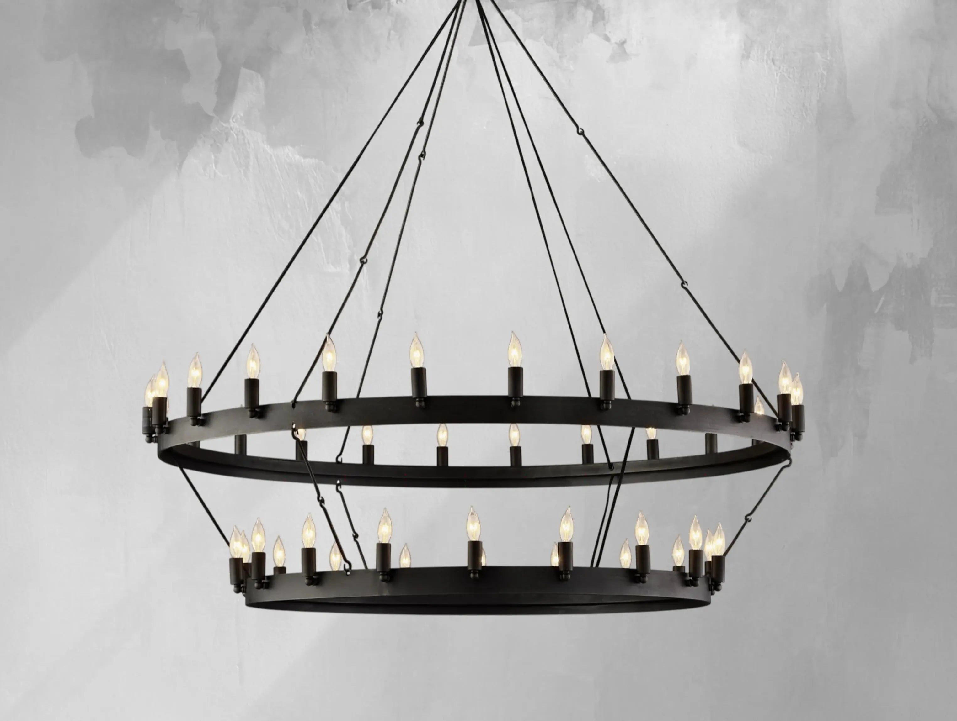 38 Inch Vintage Filament Tubular Candle Tiered Chandelier - Camino
