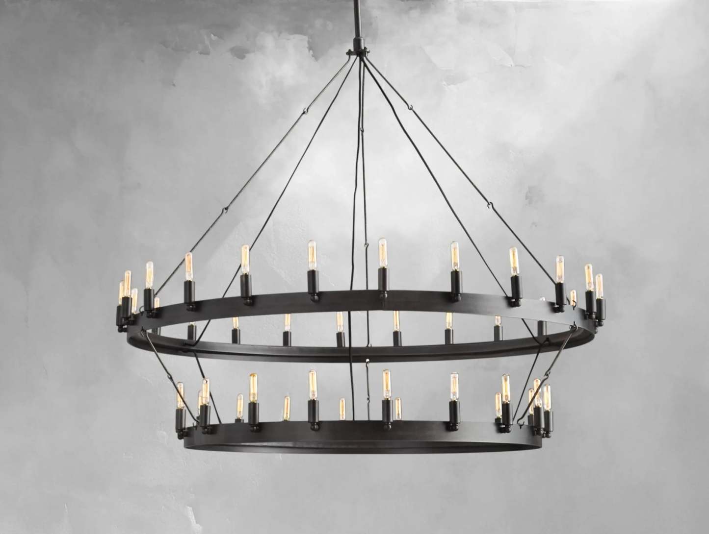 38 Inch Vintage Filament Tubular Candle Tiered Chandelier - Camino