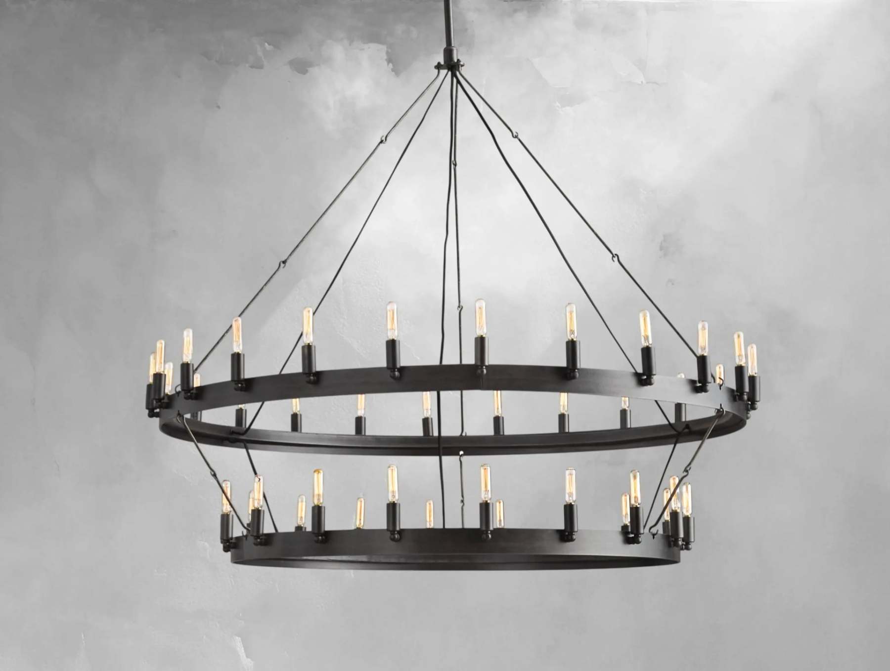 38 Inch Vintage Filament Tubular Candle Tiered Chandelier - Camino