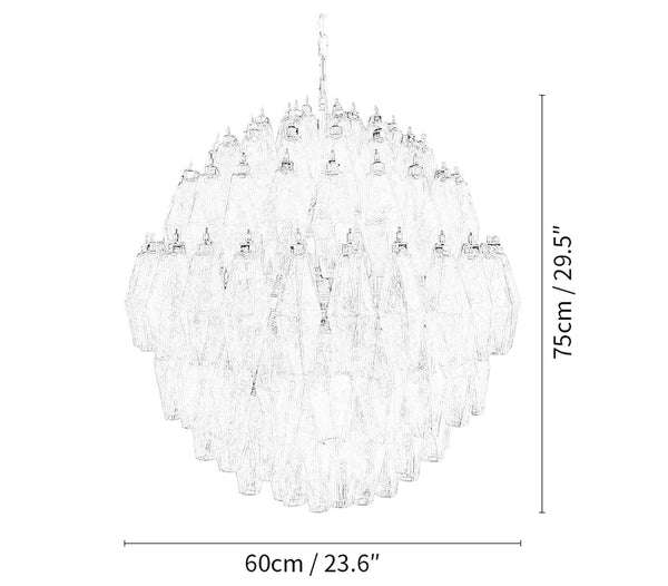 Spherical Murano Poliedri Amber Glass Chandelier