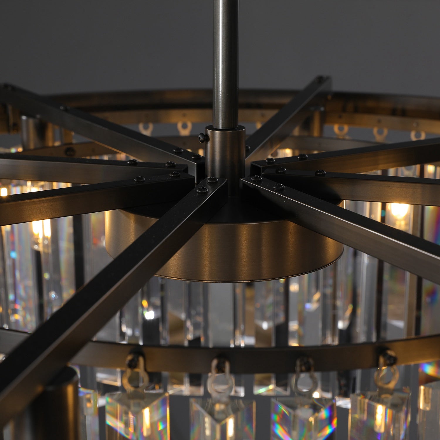 1920s Odeon Crystal Round Chandelier Black 32"/43"