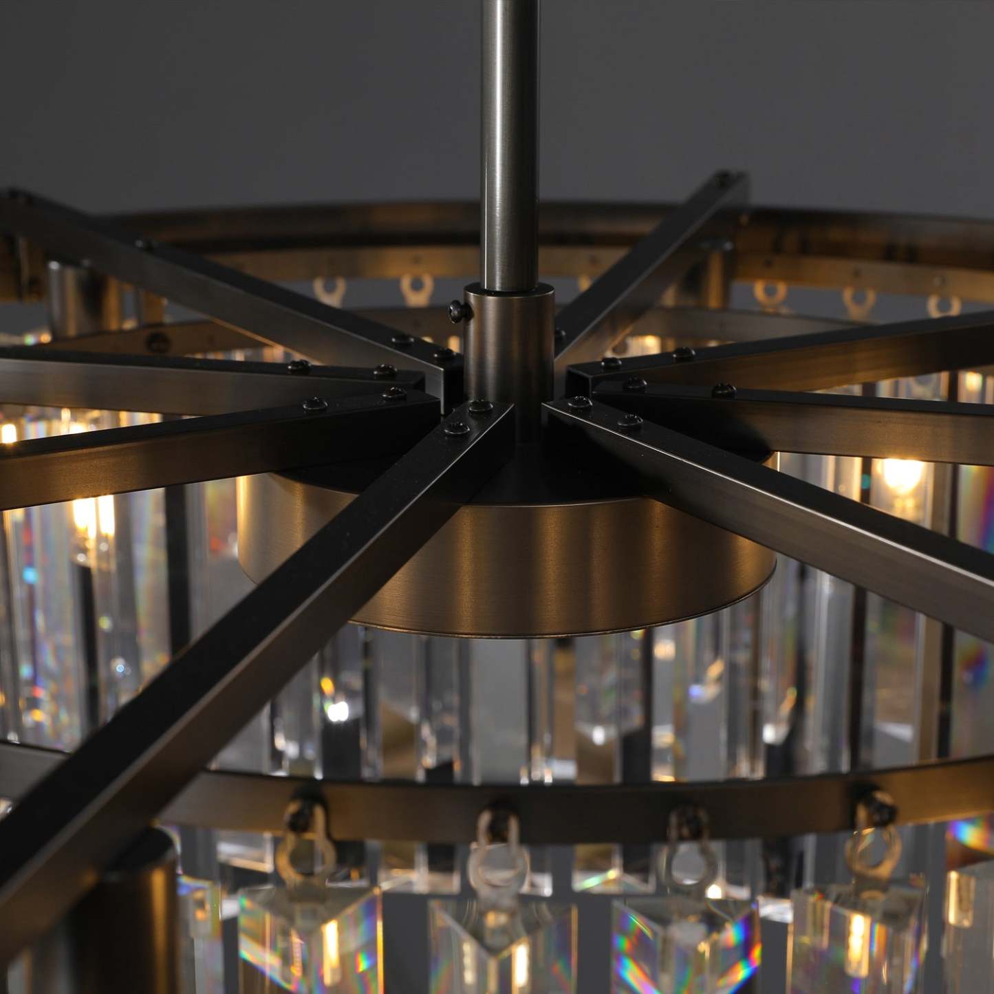 1920s Odeon Crystal Round Chandelier Black 32"/43"