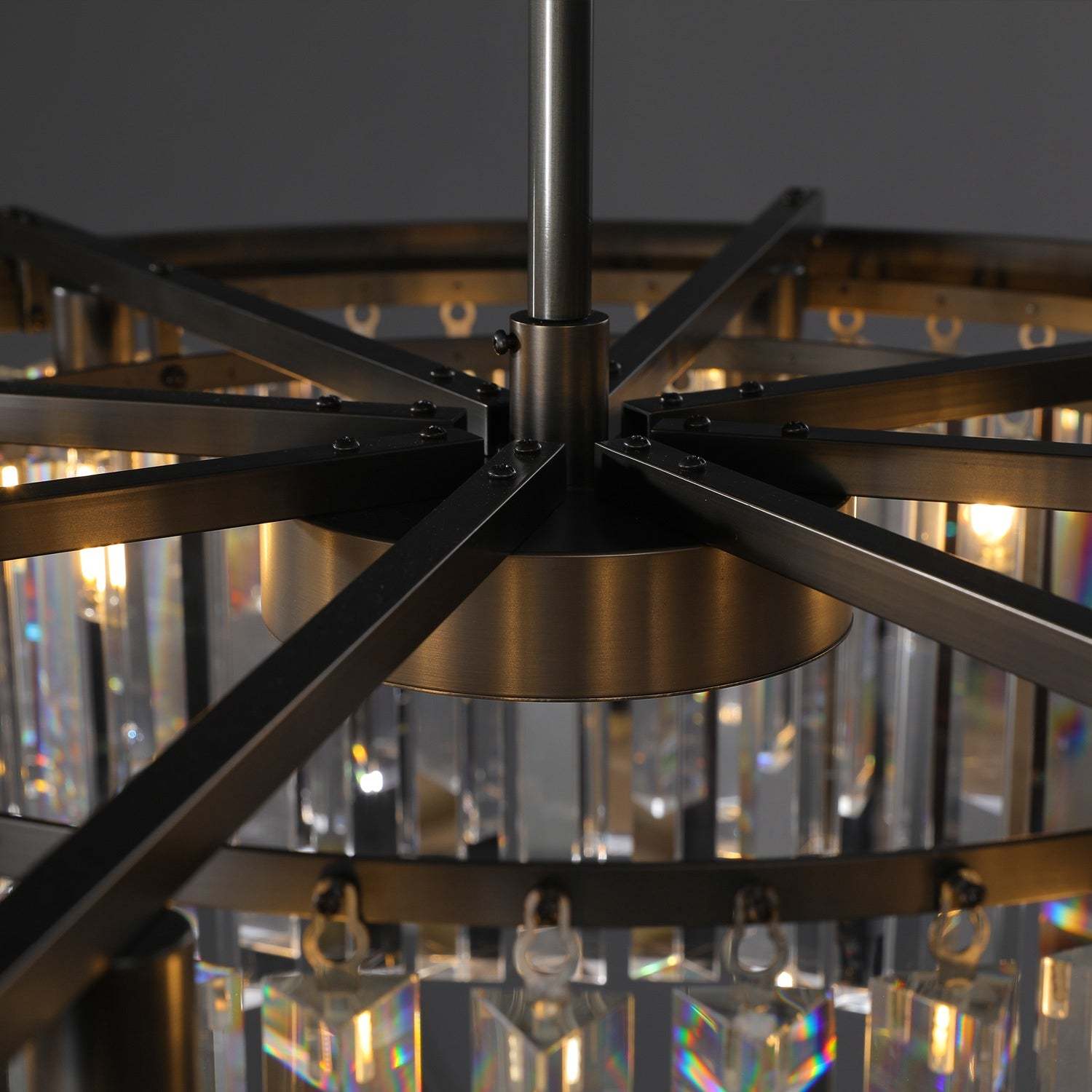 1920s Odeon Crystal Round Chandelier Black 32"/43"