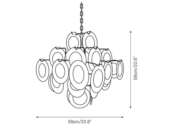 Vintage Murano Orange Brown Transparent Disc Chandelier