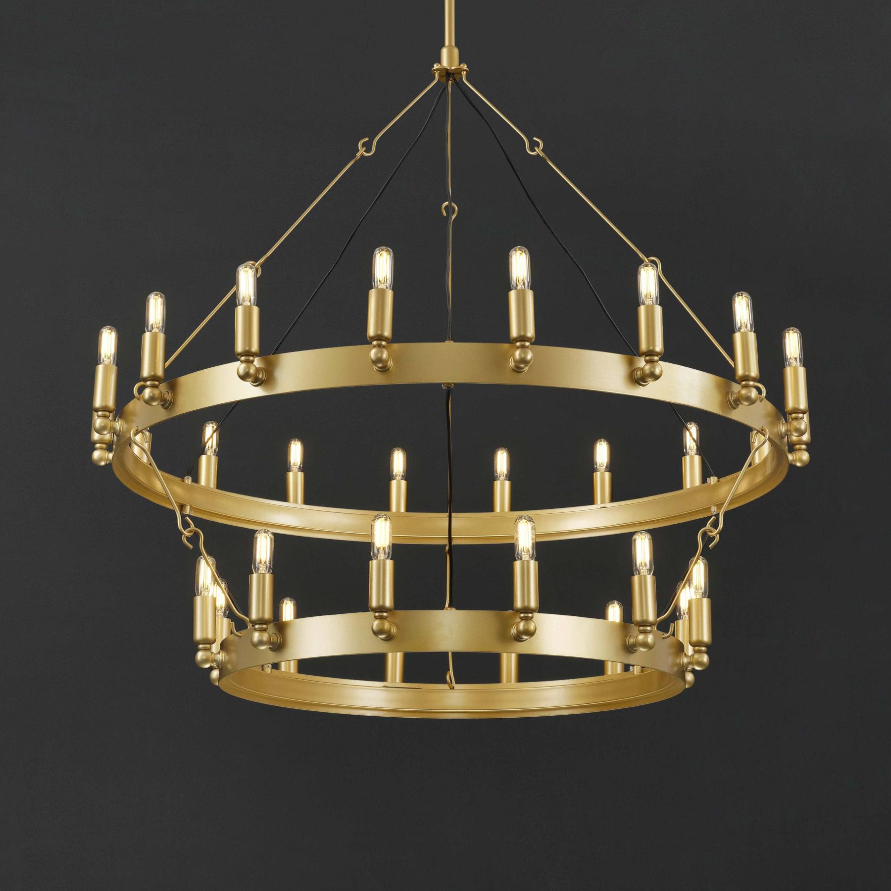 38 Inch Vintage Filament Tubular Candle Tiered Chandelier - Camino