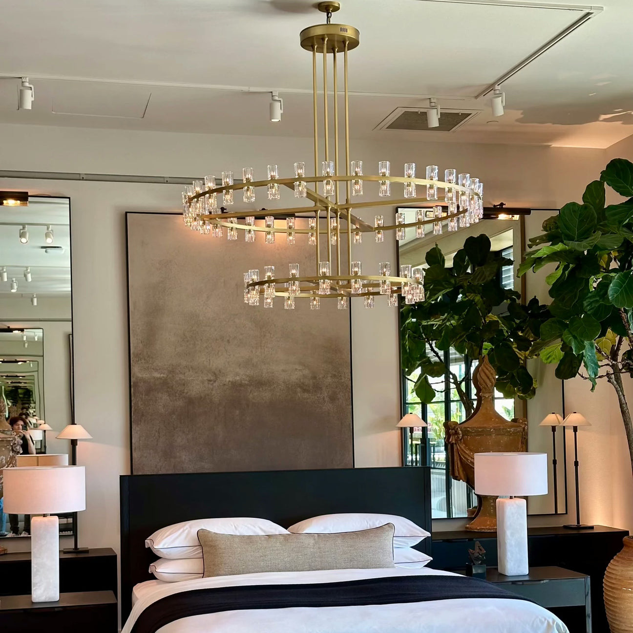 Arcachon LED Round Two-Tier Crystal Chandelier 60"