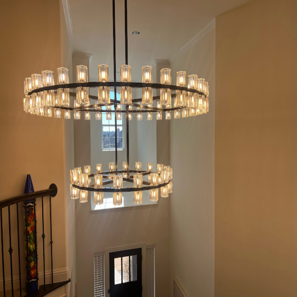 Arcachon LED Round Two-Tier Crystal Chandelier 60"
