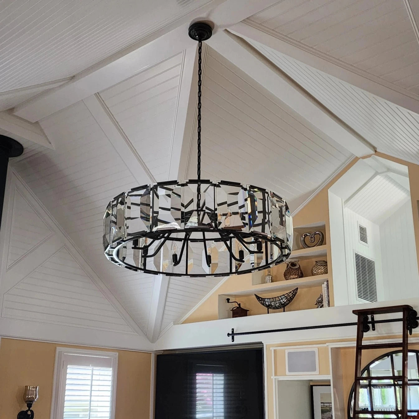 Harlowe Crystal Round Chandelier Light 31"  Living Room Lighting