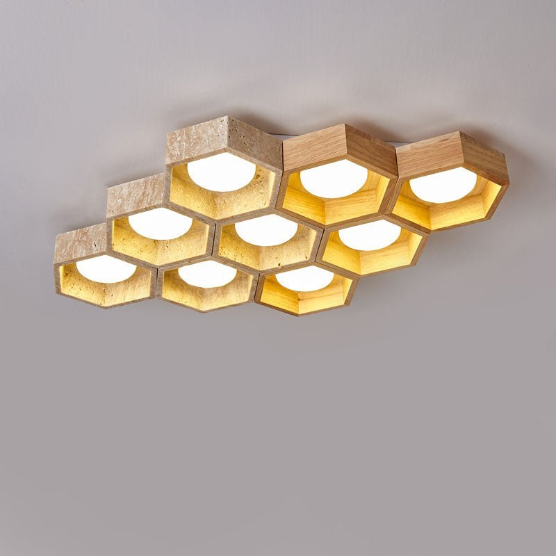 Honeycomb Travertine Ceiling Lamp
