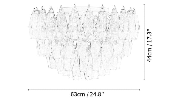 Murano Poliedri Transparent Ceiling Light