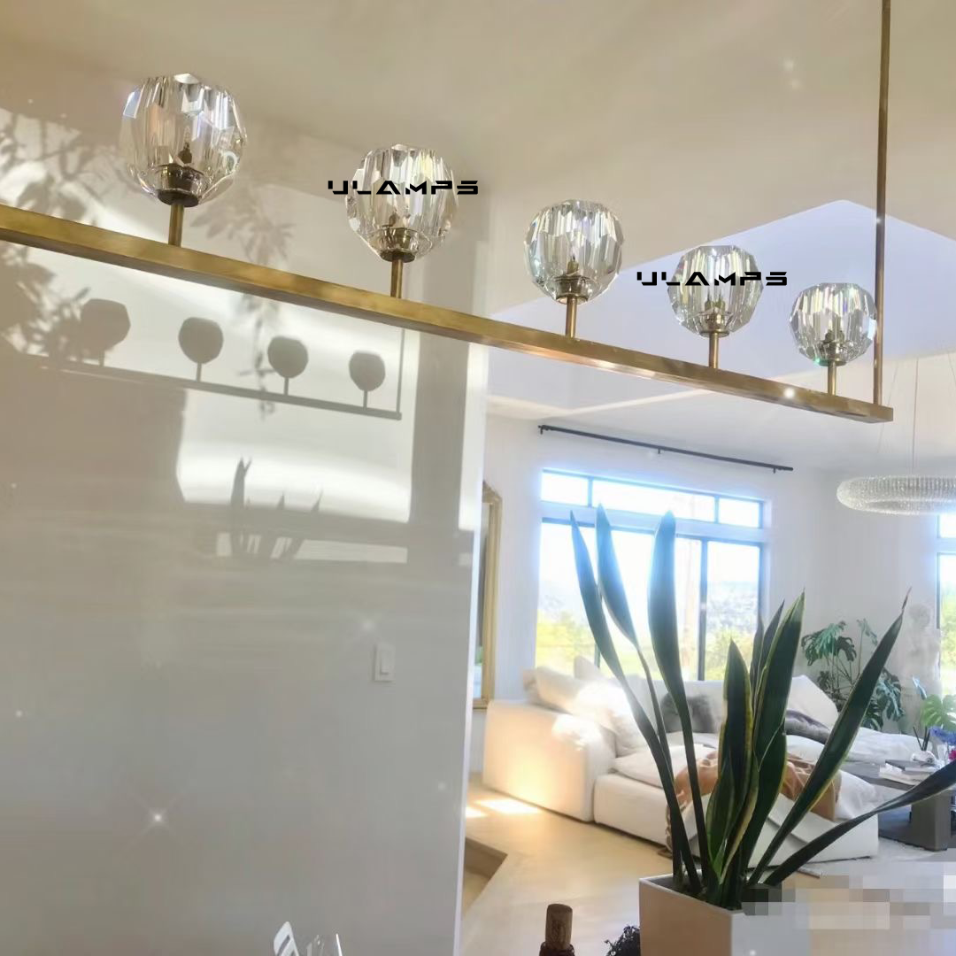 Boule De Cristal Clear Glass Minimalist Linear Chandelier Light 48"