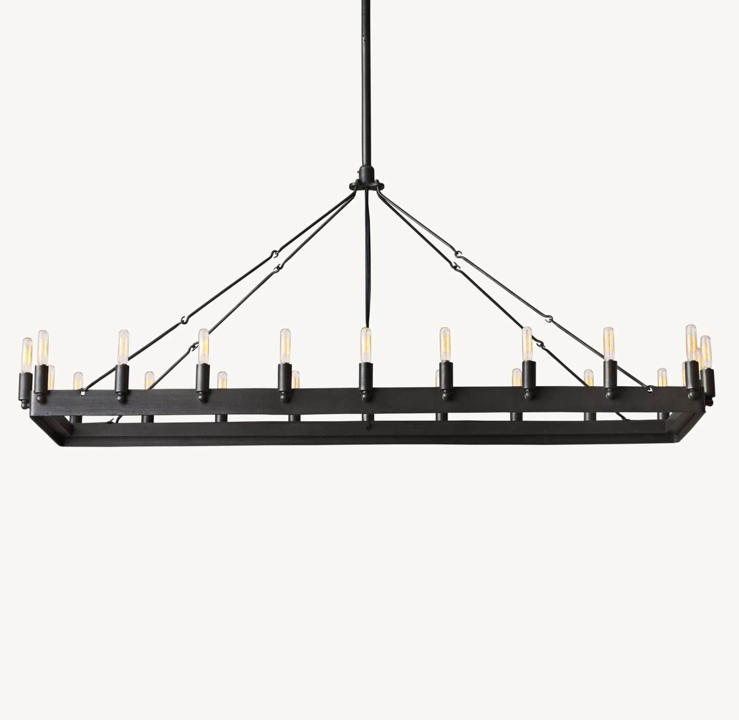 52 Inch Vintage Filament Tubular Candle Rectangular Chandelier - Camino