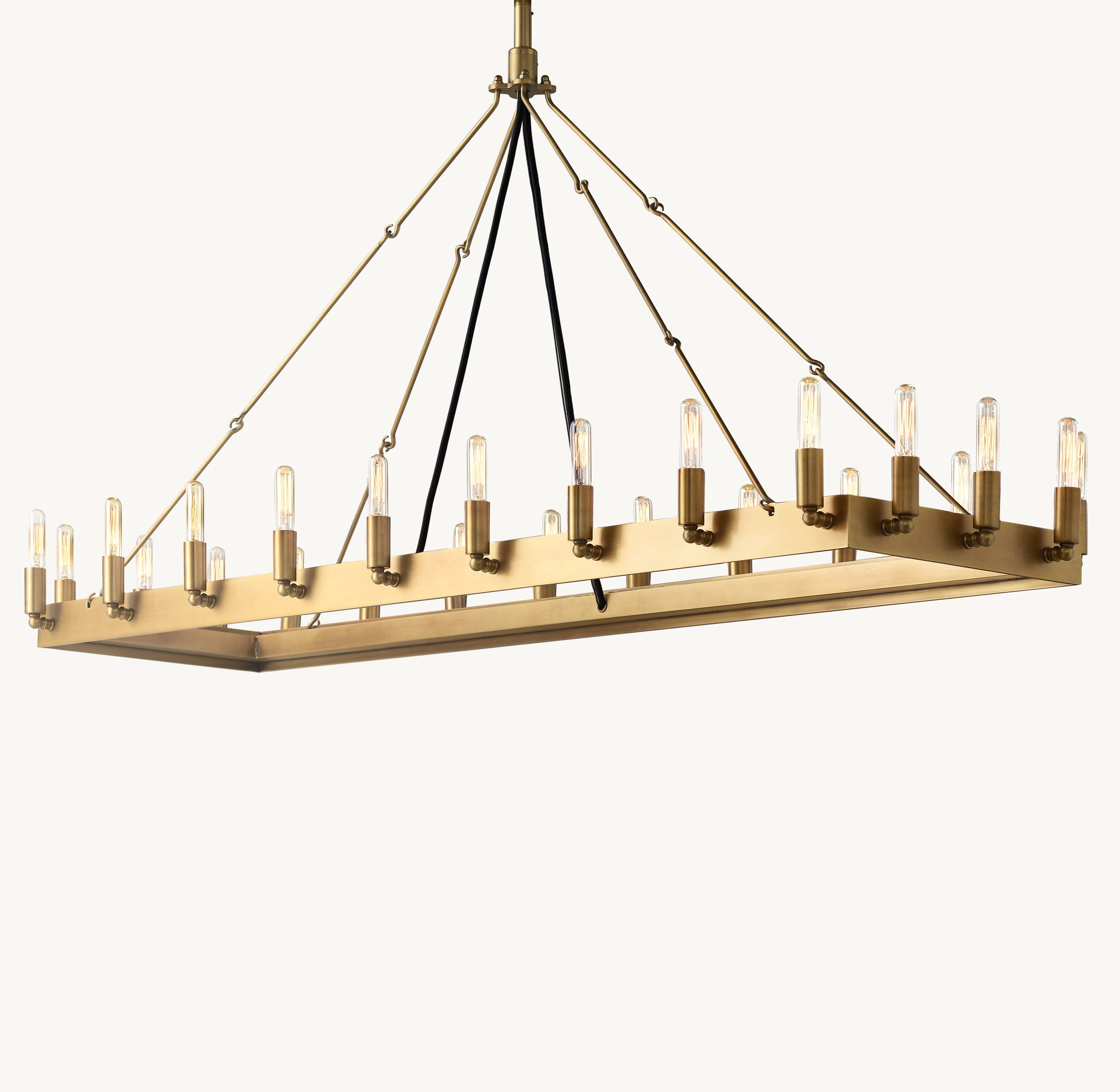 52 Inch Vintage Filament Tubular Candle Rectangular Chandelier - Camino