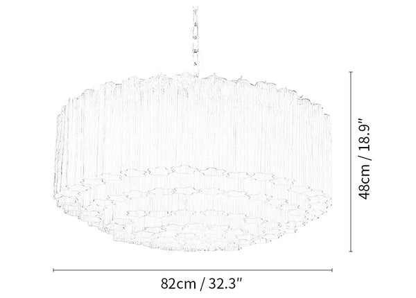 Murano Large Transparent Glass Tube Chandelier