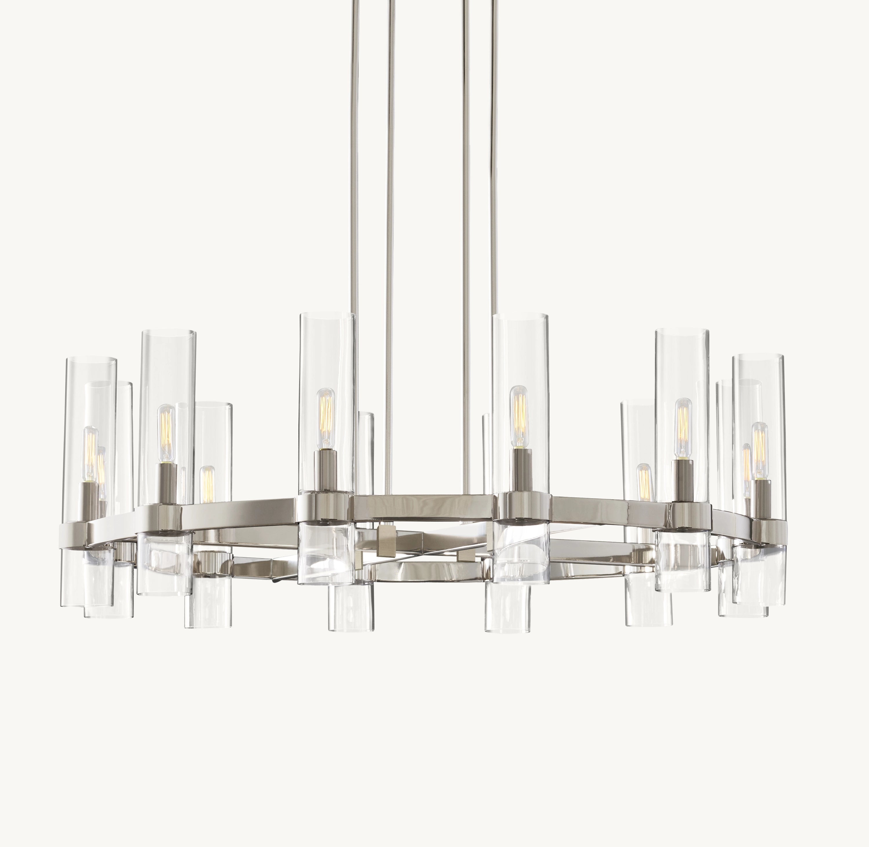 36 Inch Cylindrical Glass Candle Round Chandelier - Ravelle