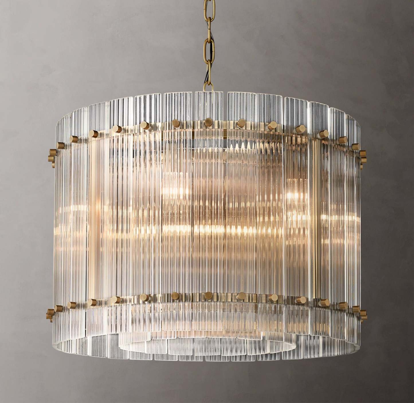 22 Inch Ribbed Glass Round Chandelier - San Marco