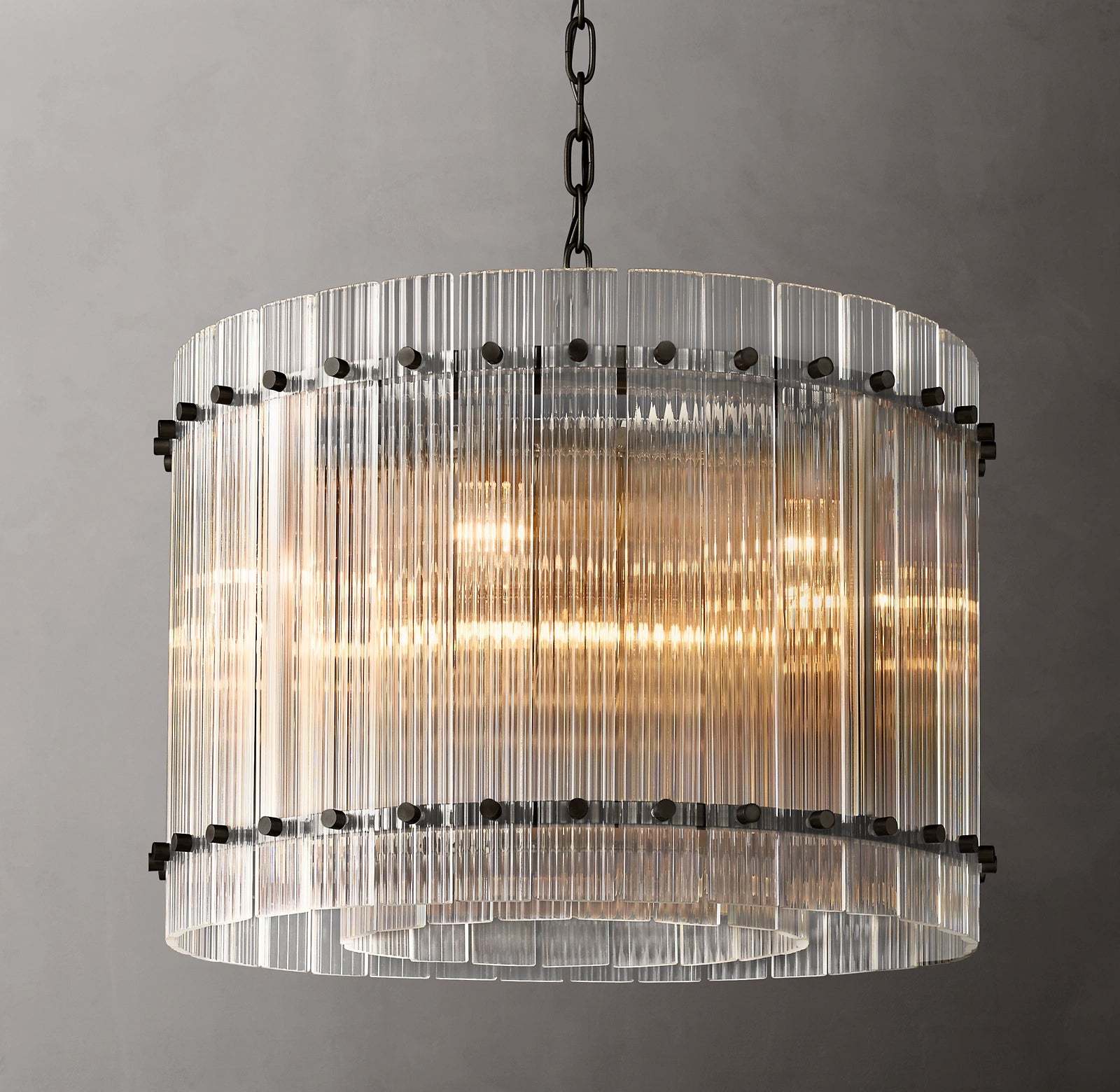 22 Inch Ribbed Glass Round Chandelier - San Marco
